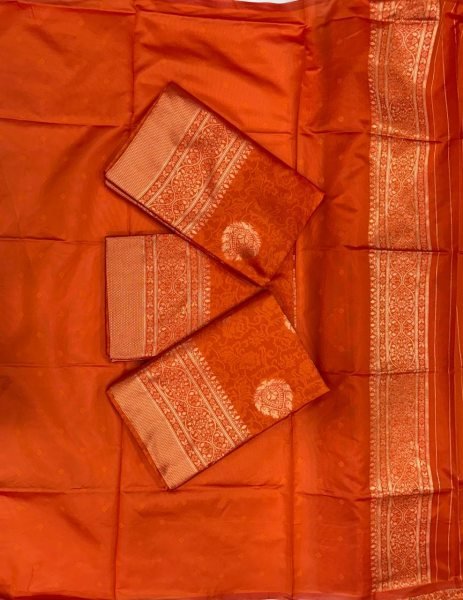 Minimalist Orange Stylish Lichi Silk Saree for Women Daily Wear Collection Silk Sarees Wholesale