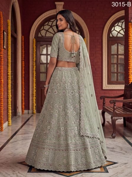 Minimalist Pista Bridal Lehenga with Multi Thread Embroidery for Reception Wear Bridal Lehenga Choli