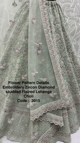 Minimalist Pista Bridal Lehenga with Multi Thread Embroidery for Reception Wear Bridal Lehenga Choli