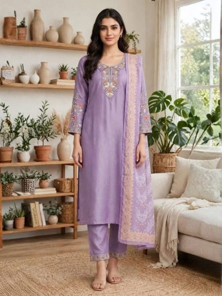 Minimalist Purple Rayon Slub Embroidered Suit Set with Digital Print Dupatta for Daily Wear Kurtis
