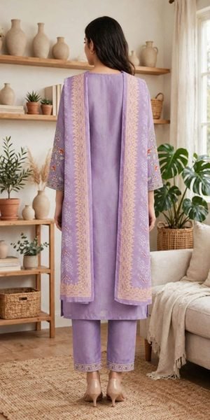 Minimalist Purple Rayon Slub Embroidered Suit Set with Digital Print Dupatta for Daily Wear Embroidery Kurtis 