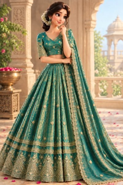 Minimalist Sage Green Designer Space Silk Lehenga with Matching Stitched Blouse Designer Lehenga Choli