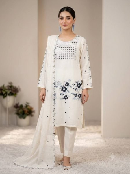 Minimalist White Designer Roman Top with Micro Inner and Embroidered Dupatta at Wholesale Rate 