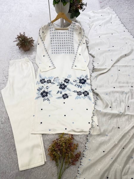 Minimalist White Designer Roman Top with Micro Inner and Embroidered Dupatta at Wholesale Rate Ready To Wear Collection