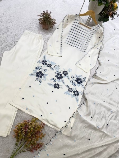 Minimalist White Designer Roman Top with Micro Inner and Embroidered Dupatta at Wholesale Rate Ready To Wear Collection
