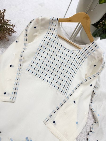 Minimalist White Designer Roman Top with Micro Inner and Embroidered Dupatta at Wholesale Rate Ready To Wear Collection