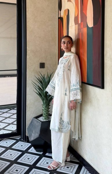 Minimalist White Satin Rayon Top Farshi Pajama Set With Sequence And Georgette Dupatta For Wholesale Collection Ready To Wear Collection