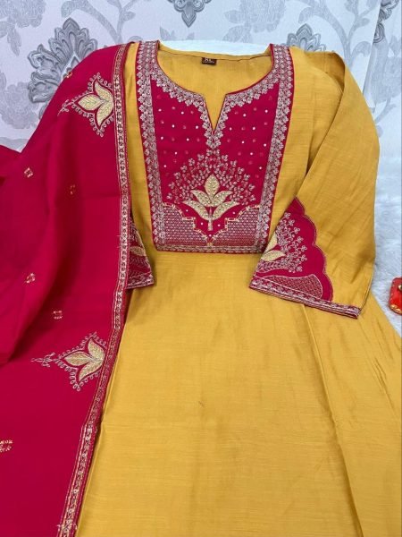 Minimalist Yellow Straight Kurti Set with Embroidery Work for Women  Straight Cut Long Kurtis