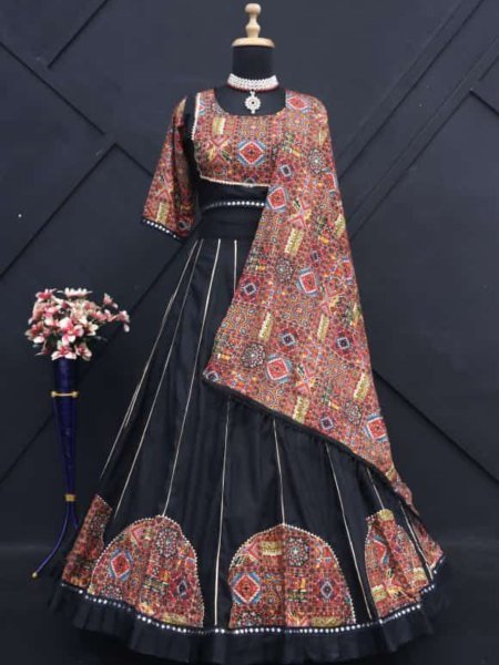 Navratri Nights Printed Mirror Work Lehenga Choli in Premium Rayon  Lehenga