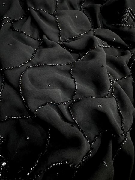 Modern Black Georgette Saree with Beads And Sequence Embroidery Work At Wholesale Rate Embroidery Sarees Wholesale