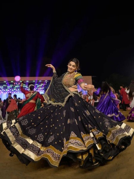 Modern Black Muslin Cotton Navratri Lehenga Choli with Real Mirror Work at Manufacturer   Lehenga