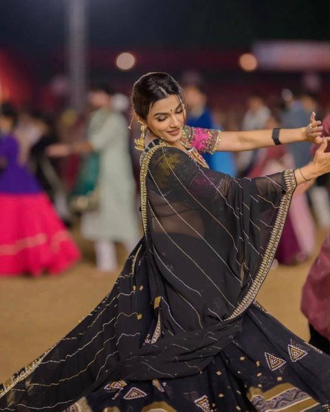 Modern Black Muslin Cotton Navratri Lehenga Choli with Real Mirror Work at Manufacturer  Navratri Lehnega Choli