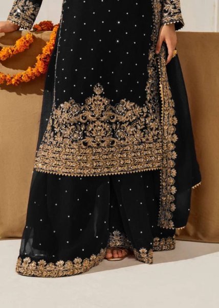 Modern Black Velvet Rivet Moti Embroidery Suit Set with Lace Dupatta at Manufacturer Rate for Festive Wear Ready To Wear Collection