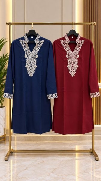 Modern Blue Lachka Kurta Pant Set with Heavy Gold Embroidery at Wholesale Kurta Pajama Wholesale