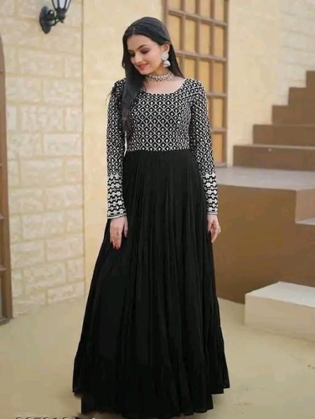 Modern Festive Vibe in Black Georgette Gown Elegant Embroidered Style Georgette Kurti 