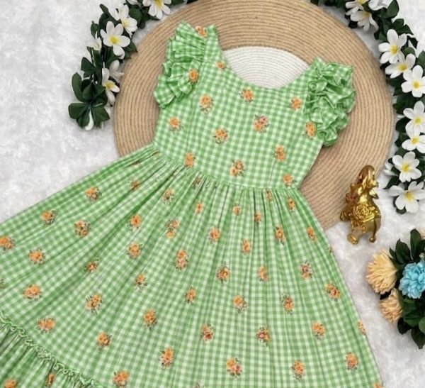 Modern Green Chanderi Cotton Silk Printed Gown with 3.30 Meter Flair for Festive Wea Printed Kurtis