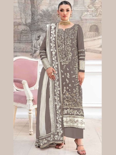 Modern Grey Designer Pakistani Salwar Suit With Dupatta For Party Wear Salwar Kameez