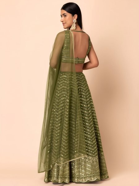 Modern Mahendi Green Boutique Style Georgette Lehenga Choli for Wedding Designer Lehenga Choli