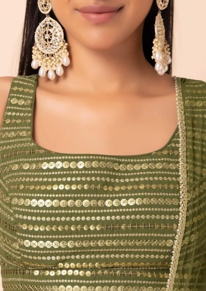 Modern Mahendi Green Boutique Style Georgette Lehenga Choli for Wedding Designer Lehenga Choli