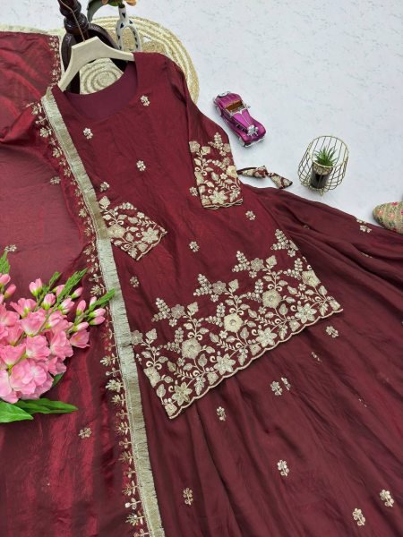 Modern Maroon Wholesale Designer Lehenga for Resellers at Bulk Rate Ready To Wear Collection
