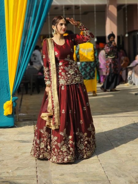 Modern Maroon Wholesale Designer Lehenga for Resellers at Bulk Rate Ready To Wear Collection