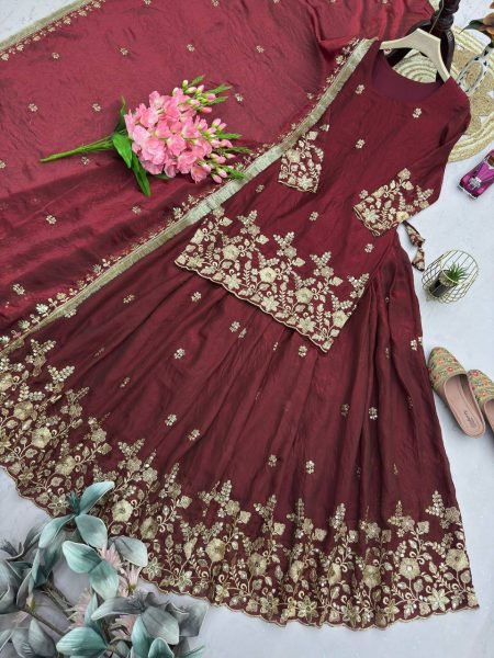 Modern Maroon Wholesale Designer Lehenga for Resellers at Bulk Rate Ready To Wear Collection