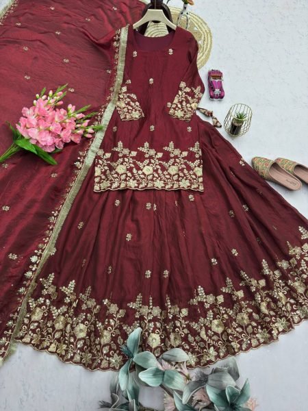 Modern Maroon Wholesale Designer Lehenga for Resellers at Bulk Rate Ready To Wear Collection