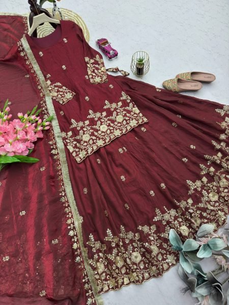 Modern Maroon Wholesale Designer Lehenga for Resellers at Bulk Rate Ready To Wear Collection