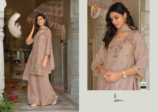 Modern Mauve Heavy Chinon Kurti Palazzo Set with Embroidered Dupatta For Wedding Designer Plazzo Salwar Suits Wholesale