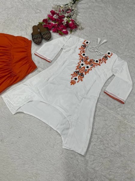 Modern Orange Designer Neutral Crepe Top with Farshi Salwar Set at Wholesale Rate CO ORD Sets