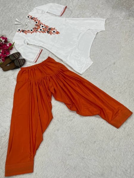 Modern Orange Designer Neutral Crepe Top with Farshi Salwar Set at Wholesale Rate CO ORD Sets
