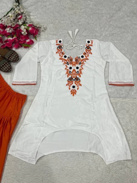 Modern Orange Designer Neutral Crepe Top with Farshi Salwar Set at Wholesale Rate CO ORD Sets