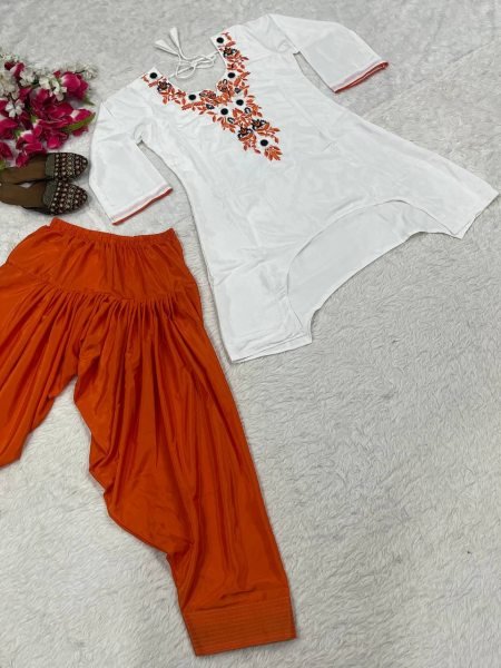 Modern Orange Designer Neutral Crepe Top with Farshi Salwar Set at Wholesale Rate CO ORD Sets