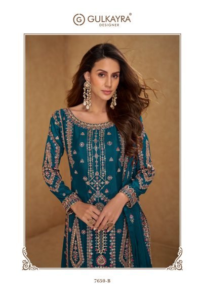  Modern Peacock Green Chinon Embroidered Salwar Kameez suit From The Hirni Designer Plazzo Salwar Suits Wholesale