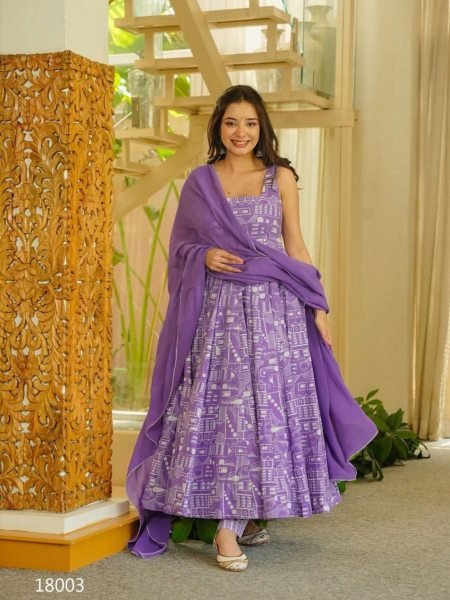 Modern Purple Stylish Digital Print Kurti Pant Dupatta Set for Boutique Buyers Kurtis