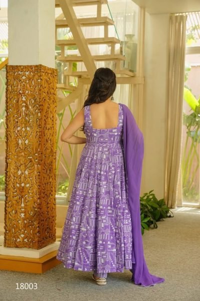 Modern Purple Stylish Digital Print Kurti Pant Dupatta Set for Boutique Buyers Anarkali Kurtis 