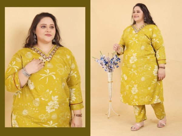 Modern Rayon Readymade Suit Set   Beautiful Digital Print   Handwork Plus Size Kurti / Gown