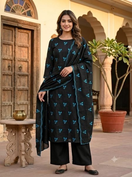 Modern Sky Blue Vichitra Silk Multi Work 3 Piece Suit Set at Wholesale Rate Color Set Matching Dress Material Wholesale