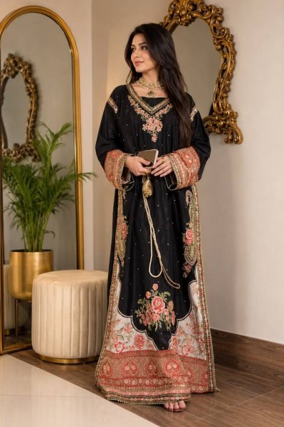 Modish Black Designer Pakistani Kurti Set with Sequin Embroidery and Pant at Manufacturer Rate Ready To Wear Collection