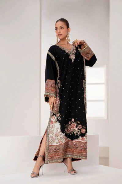 Modish Black Designer Pakistani Kurti Set with Sequin Embroidery and Pant at Manufacturer Rate Ready To Wear Collection