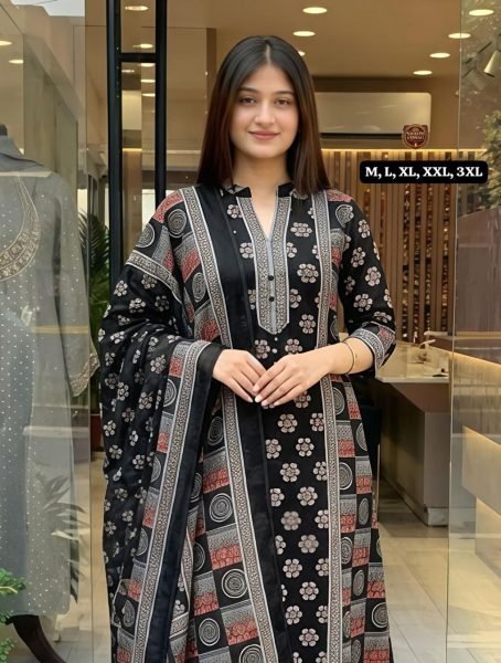 Modish Black Premium Cotton Anarkali Kurti with Embroidery Work on Neck at Wholesale Anarkali Kurtis 