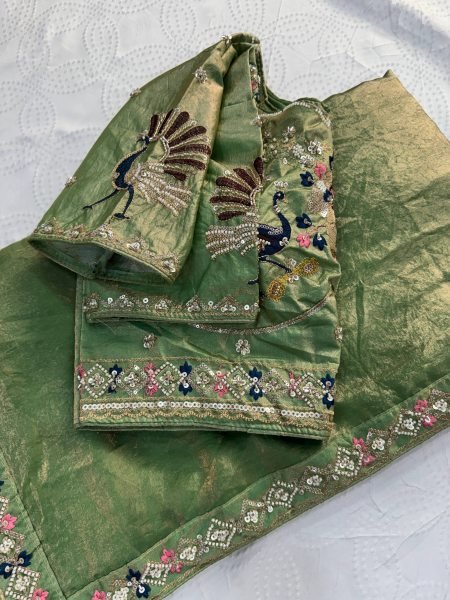 Modish Green Premium Fendy Satin Silk Saree at Manufacturer Rate Designer Wedding Sarees Wholesale