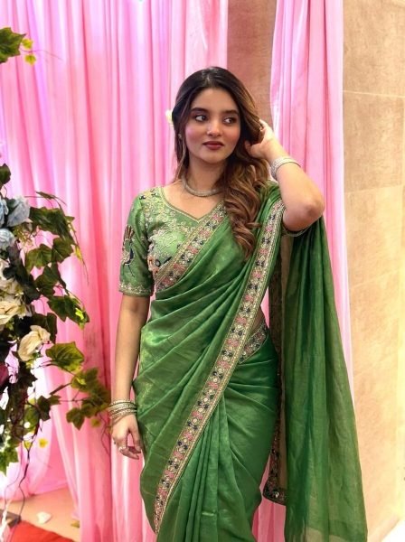 Modish Green Premium Fendy Satin Silk Saree at Manufacturer Rate Designer Wedding Sarees Wholesale