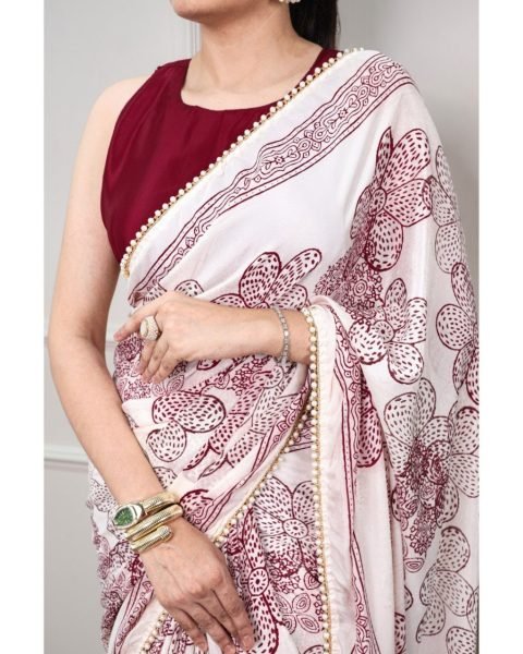 Modish Maroon Designer Georgette Silk Printed Saree with Mono Bangalore Blouse at Wholesale Rate Silk Sarees Wholesale