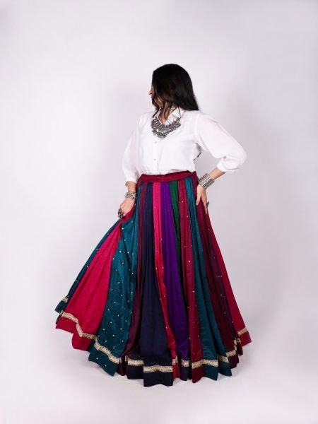 Modish Multi Color Navratri Garba Lehenga Skirt with Vibrant Multicolor Panels For Bulk Order  Lehenga
