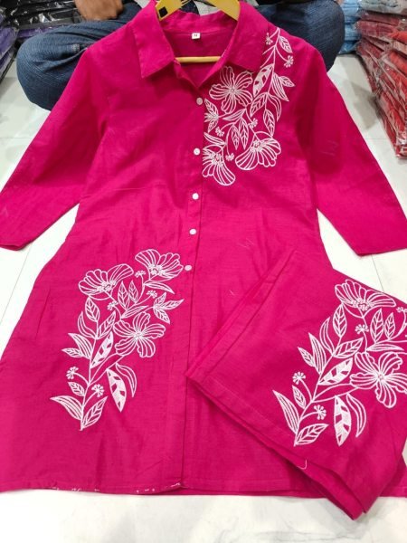 Modish Pink Designer Cotton Kurti Set with Plazzo for Women CO ORD Sets