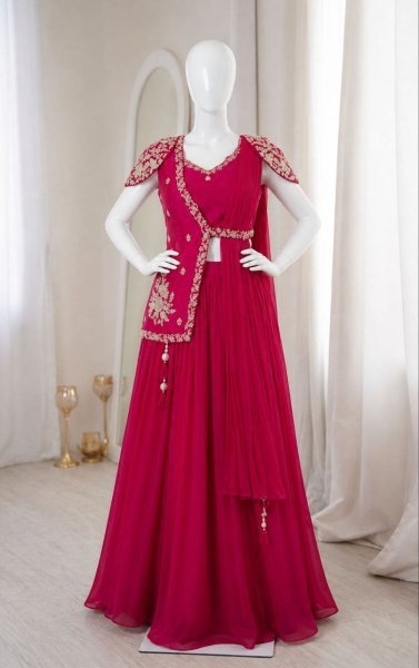 Modish Pink Embroidery Work Lehenga Choli with Jacket for Women Designer Lehenga Choli