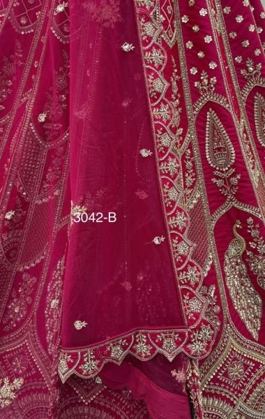 Modish Pink Wedding Slub Silk Lehenga Choli with Heavy Dori Embroidery and Handwork Bridal Lehenga Choli