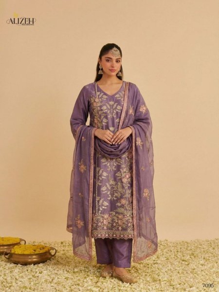 Modish Purple Party Wear Shimmer Silk Suit with Designer Chiffon Dupatta 
