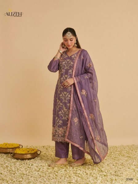 Modish Purple Party Wear Shimmer Silk Suit with Designer Chiffon Dupatta Pakistani Suits Wholesale